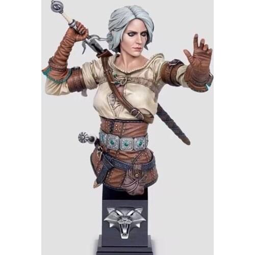 Resin bust character bust model free shipping white-haired female swordsman GK white model figure, about 130mm high