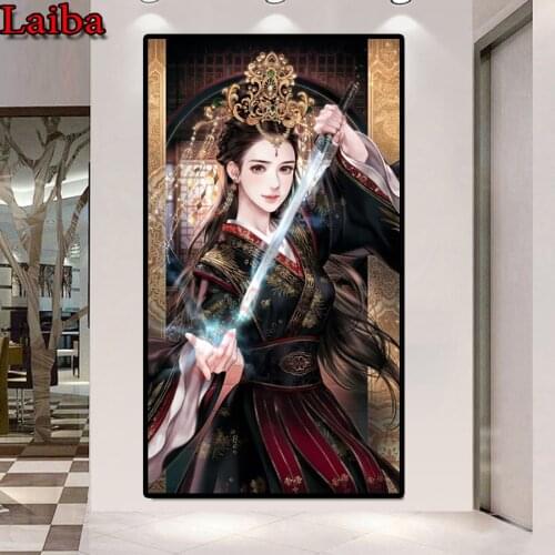 Diy 5d diamond painting"Classical swordsman woman"full square drill diamond embroidery portrait cross stitch mosaic painting
