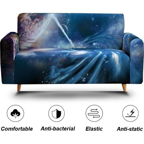 3D Space Star Sky Galaxy Stretch Elastic Couch Sofa Cover for Moving Tight Wrap Couch Case L Shape Armrest Furniture Protector