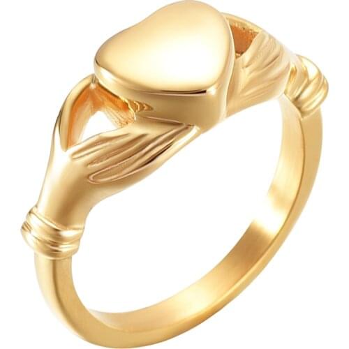 IJZ9017 Never Fade Luxury Golden Keepsake Heart Enternity Ring Cremation Jewelry for Ashes