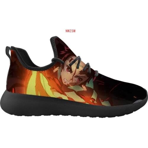 Canvas Shoes Demon Slayer Kimetsu no Yaiba Cosplay High Platform Shoes Casual Female Shoes Girls Trainers Lace Up Shoes Footwear