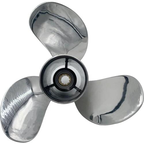 Boat Propeller 9 7/8x14 for Yamaha 25HP-30HP 3 Blades Stainless Steel Prop SS 10 Tooth RH OEM NO: 664-45952-00-EL 9.875x14
