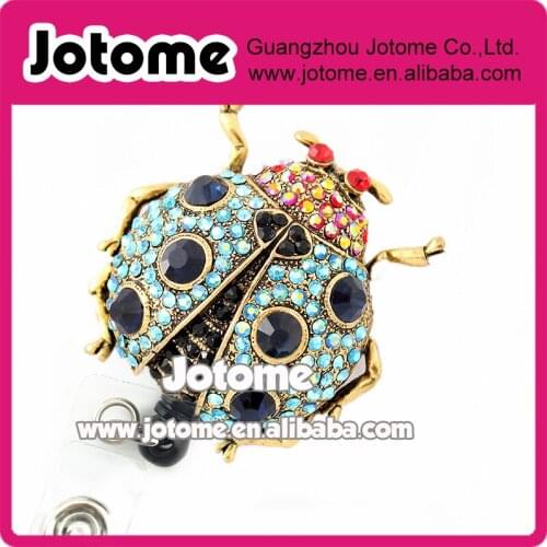 Cute Ladybug Sparkles Rhinestone Retractable Badge Reel/ ID Badge Holder