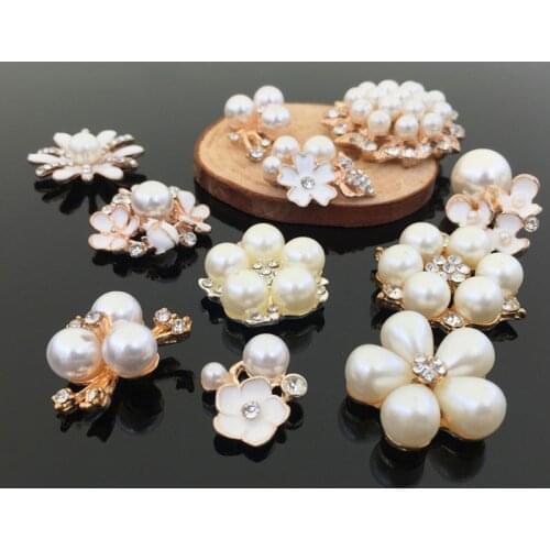 Fashion Rhinestones Pearl Flower DIY Jewelry Making Accessories Eco-friendly Zinc Alloy Accessories For DIY Brooches Earring