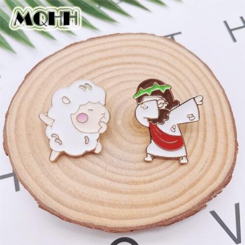 Cartoon Cute Animals White Sheep Enamel Pins Characters Girls Alloy Brooches Badges Cute Fashion Accessories Jewelry Gifts