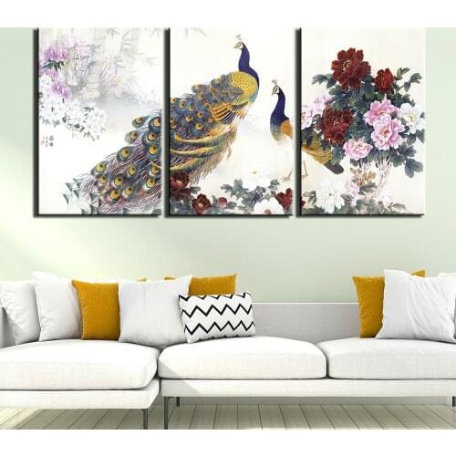 Wall Posters And Prints 3 Piece Animal peacock Wall Art Canvas Paintings Art Wall Picture Home Décor