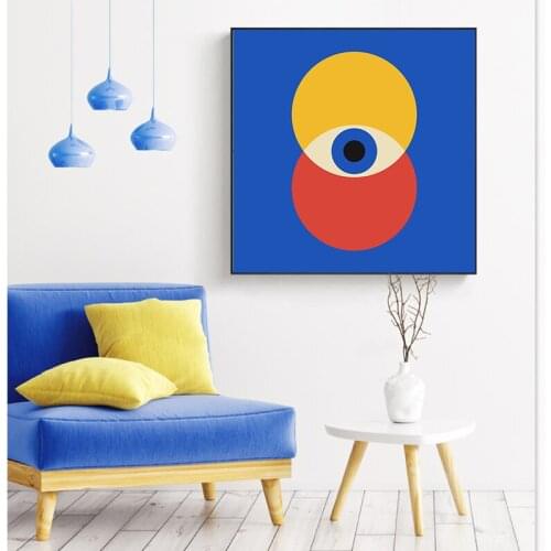 Abstract Canvas Paintings Wall Art Yellow Blue Eye Shape Nordic Poster and Prints Kids Bedroom Decor Picture For Living Room