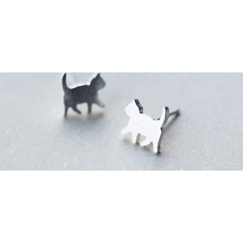Prevent Allergy 925 Sterling Silver Piercing Cat Stud Earrings For Women Jewelry Accessories Pendientes Brincos eh626