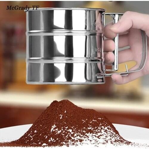 Stainless Steel Flour Sieve Cup Design Shaker Manual Baking Pastry Tool Bakeware for Coffee Icing Sugar Powder Kitchen Tools