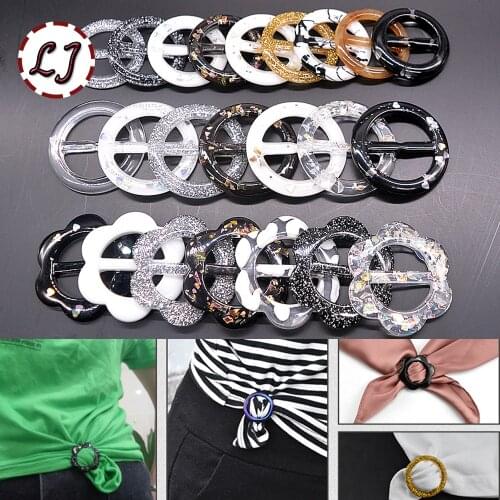 New 10pcs/lot round flower resin belt buckle for women T-shirt dress dscarf decorative buckle crafts garment accessories DIY