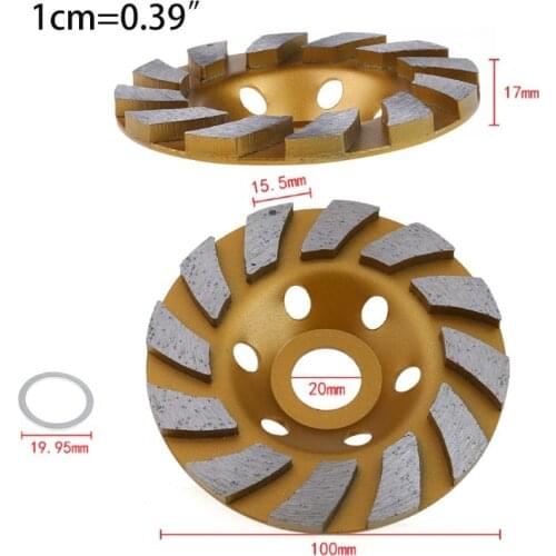 2021 New 4" Diamond Segment Grinding Wheel Grinder Cup Concrete Stone Cut Grinding Disc