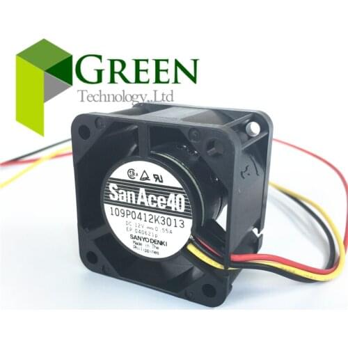 NEW Sanyo San Ace 40 1U 40*40*28MM Server fan 109P0412K3013 4028 40MM server case Big power Cooling fan 12V 0.55A 3wire