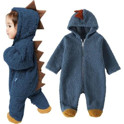 New Funny Autumn Winter Cartoon Romper Baby Girl Clothes Warm Thick Solid Kids Boys girls Jumpsuit Newborn Baby Costumes