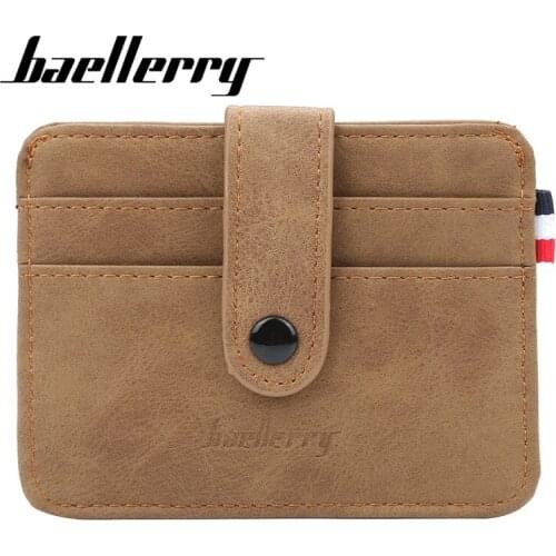 Wholesale Baellerry Credit Card Wallet Men ID Card Holder Matte Leather Slim Credit Card Case Vintage Small Purse 200PCS/lot