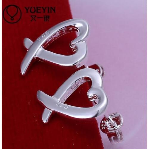Wholesale chaep silver plated stud earrings for women fashion wedding jewelry ornaments for girlfriend heart shape