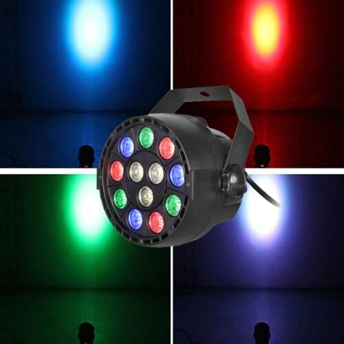 Professional Stage Light 12 LEDs RGBW Color Mixing Par Lamp DMX 8CH Voice Activated DJ Lamp Projector For Concert Party KTV