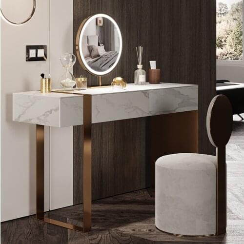 Nordic Light luxury dressing table small family bedroom dressing table storage cabinet integrated rock plate dressing table