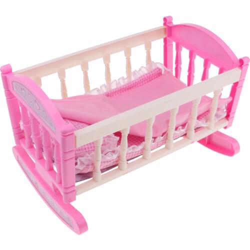 Pink Cradle Bed With Pillow Quilt Kit For 9-11 inch Reborn Baby Girl Dolls Accessory 29*20cm