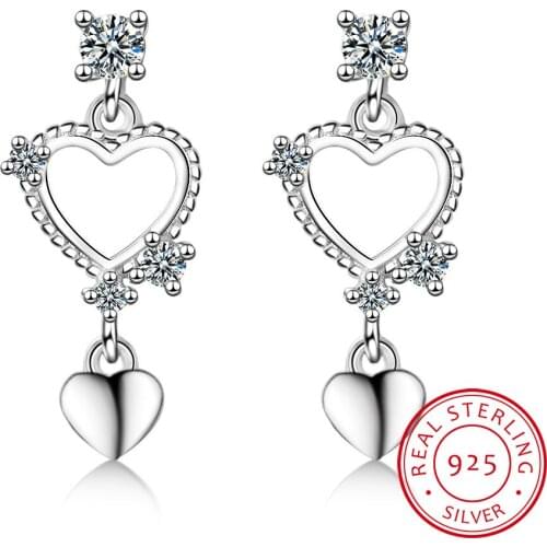 925 Sterling Silver Earrings For Women sterling-silver Jewelry AAA Zirconia Mosaic Heart Shape Earrings brincos S-E439