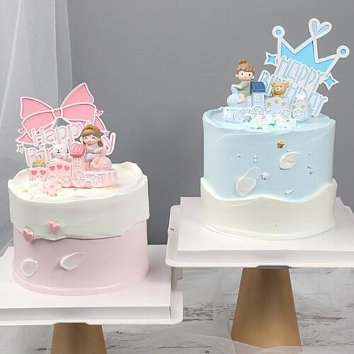 Wedding Cake Decoratio Boy Girl CarResin Crafts Small Train Home Car Cute Doll Cake Topper Birthday Party Cake Decor Supplies
