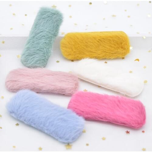 12pcs/lot 78mm Soft Plush Mink Hair Square Clip Applique for DIY Clothes Hat Patches Headwear Hair Clips Cover Accessories L56