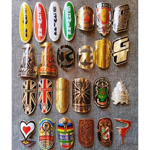 2x vintage classic Bike Head Badge Aluminum Decals Stickers For MTB BMX Folding Bicycle Frame Cycling Accessories emblem