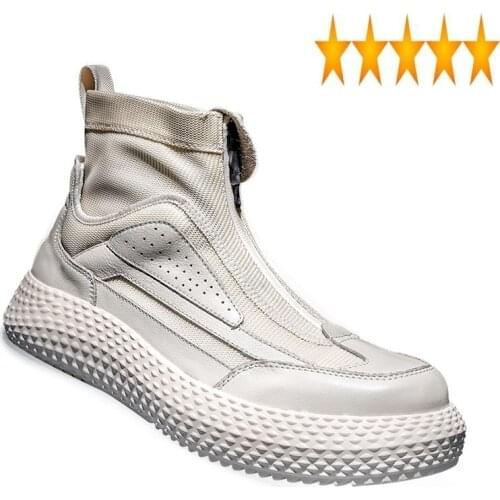 Platform High-Top Men Breathable Spring Autumn Military Ankle Boots Fashion Luxury White Sneakers Designer Hip Hop Shoes