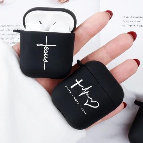 Latest Simple Letter Love Faith Case For Airpod 2 Cases Silicone Wireless Bluetooth Earphone Cover Matte Black AirPods 1 Case