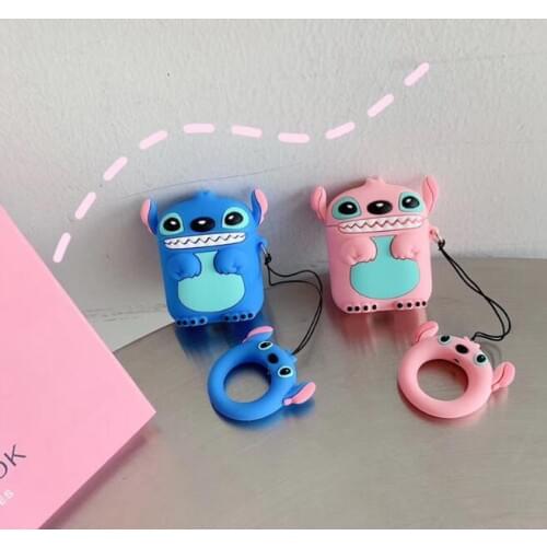 For AirPods Case Bluetooth Wireless Earphone Case For Apple Airpods Charging Box Cartoon Protective Cover with Finger Ring Strap