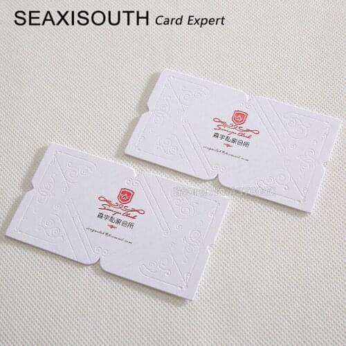 Debossed business cards printing gold foil Custom high-end name card white color paper 500g