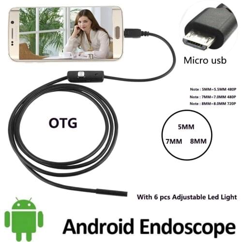 7MM 5.5MM 480P 2M Cable 8MM 720P 1M 5M Endoscope Camera Flexible Mirco Usb Android Borescope Cam Tube Inspection Car-detector