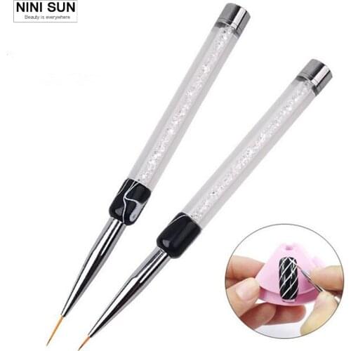 Klimonla Nail Brush 7/11mm Crystal Acrylic Nail Art Brushes UV Gel Painting Line Brush Nylon Hair Pen Manicure Nail Liner Tools