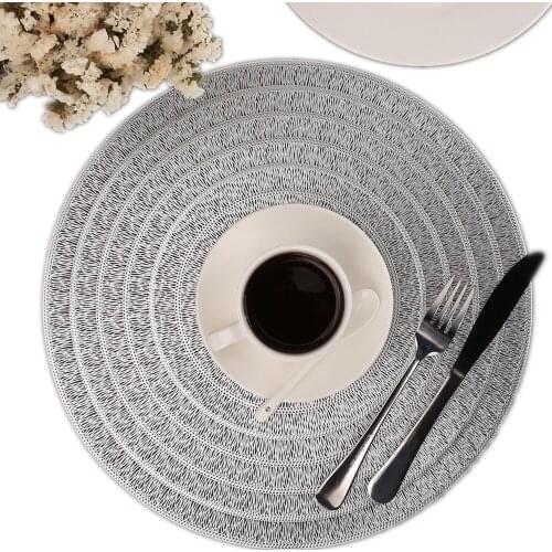 4/6/8Pcs 38CM Round PVC Placemats Non-Slip Heat Resistant Place Mats Durable Golden Vinyl for Dining Table Mats Set Kitchen Acce