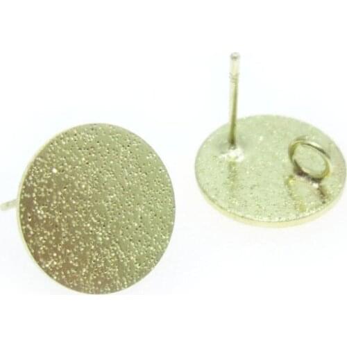 Brass stud earrings 14mm Round earring post Light gold plated earrings -6pcs RP002