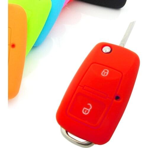 Muchke For Volkswagen Jetta Polo Passat Touran Silicone Remote Flip Key Case Cover Protect Skin Floding Key For 2 Button