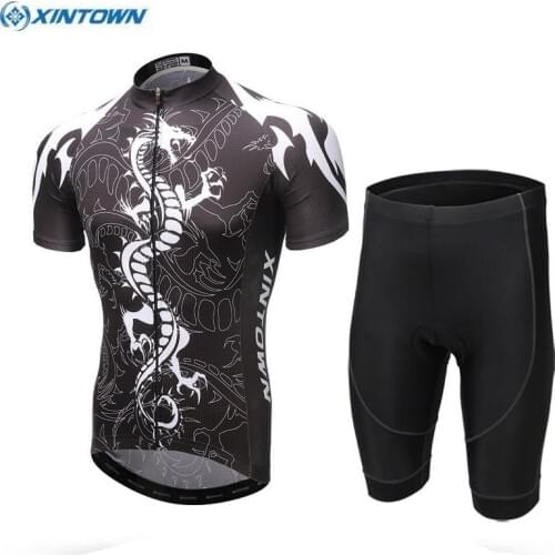 XINTOWN Outdoor Ropa Ciclismo Mens Bicycle Jersey Bike Clothing Padded Bib Shorts Cycling Wear Size S-4XL