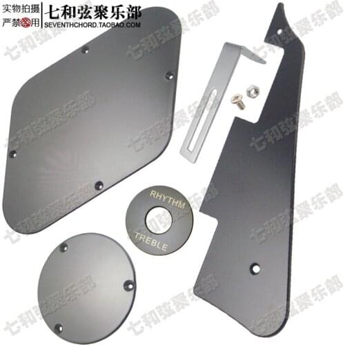 A Set Black Guitar Pickguard,Cavity Cover,Switch Cover,Pickup Selector Plate,Scratchplate Pickguard Support Bracket