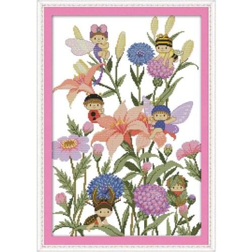 Bee elves cross stitch kit 14ct 11ct count print canvas stitching embroidery DIY handmade needlework