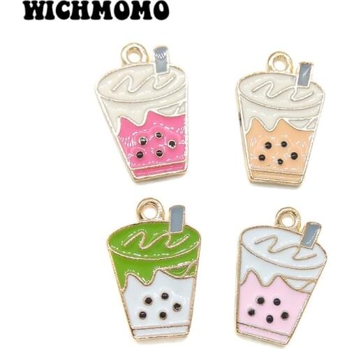 2019 New 22mm 10pieces/bag Zinc Alloy Gold Drop Oil Milky Tea Cup Charms Pendant for DIY Earrings Necklace Jewelry Accessories