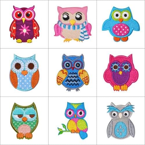 New Owl Bird Flower Iron on Patches Sewing Embroidered Applique for Jacket Clothes Stickers Badge DIY Apparel Accessories