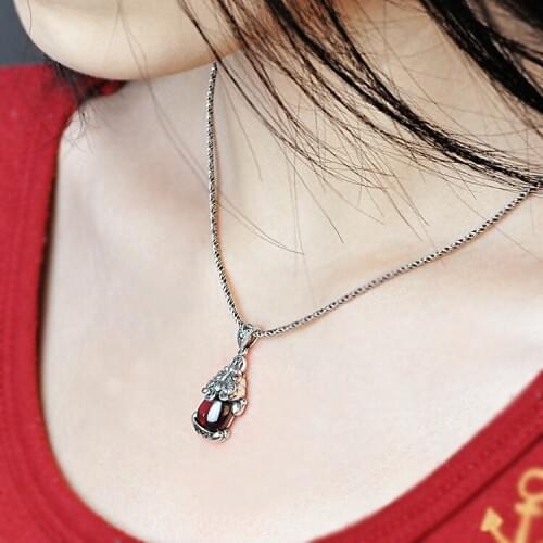 Handmade 925 Silver Pixiu Necklace Vintage Sterling Silver Lucky Piyao Pendant Necklace Fengshui Wealth Pixiu Amulet