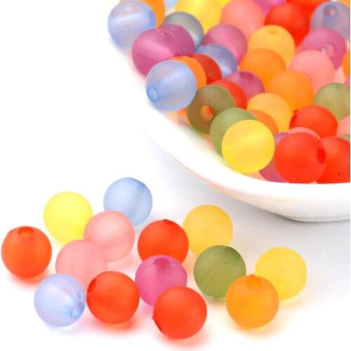 Pandahall 100pcs 8mm Mixed Color/Clear Frosted Round Shaped Transparent Acrylic Beads for Jewelry Earrings Necklace DIY Making