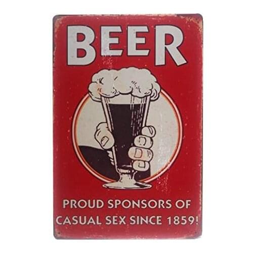 Beer Proud Sponsors of Casual Sex Since 1859 Metal Tin Sign, Funny Sign, Home Decor, Man Cave Sign, Garage Sign