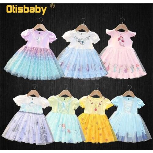 Baby Girls Princess Dress Halloween Elsa Ariel Belle Costume Birthday Dress for 1 2 3 4 5 6 7 Year Girl Children Cotton Clothes
