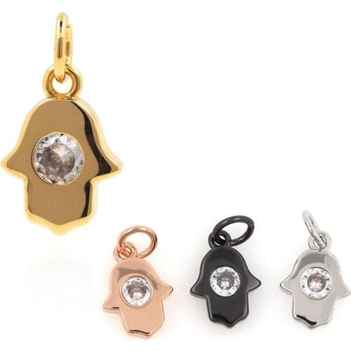 CZ Palm Necklace, Hamsa Pendant, 12.3x6.7x1.8mm Gold Hand Pendant, Lucky Fatima Pendant, Suitable For DIY Jewelry