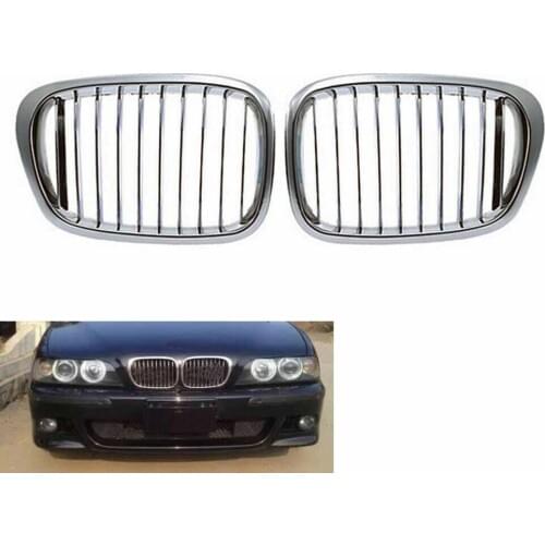 2 Pcs Chrome Front Kidney Grille Grill for BMW E39 5 Series 99-2003 520i 523i 528i 530i M5