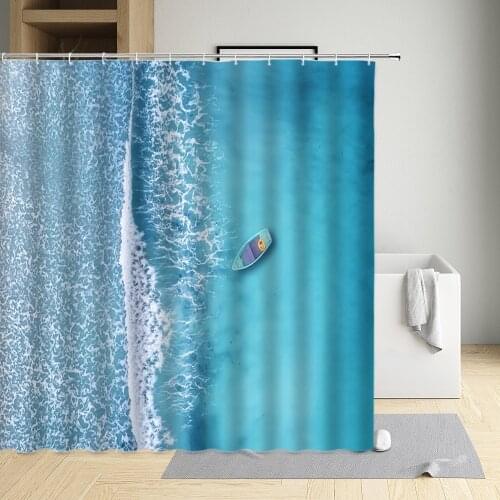 Ocean Beach Shower Curtains Wave Dusk Sailing Boat landscape Home Decor Bathroom Waterproof Curtain Washable Fabric With Hooks
