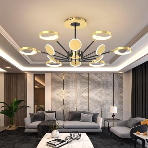 Modern New LED Ceiling Lamps Gold Rings Living Room Restaurant Lights Surface Mounted Aluminum Decorative Kitchen Dining Room
