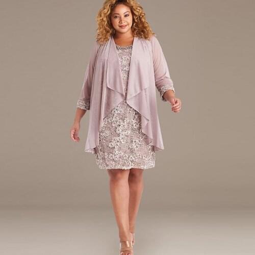 Evening Women Dresses Mother Of The Bride Dress Chiffon Sequins Woman Wedding suit With Ruffles Jacket Custom Dress Guest Gowns