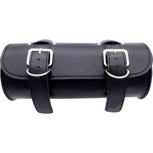 Motorcycle PU Leather Vintage Front Toolkit Bag Saddlebag Round Barrel Saddle Tool Bag For Harley Honda Suzuki